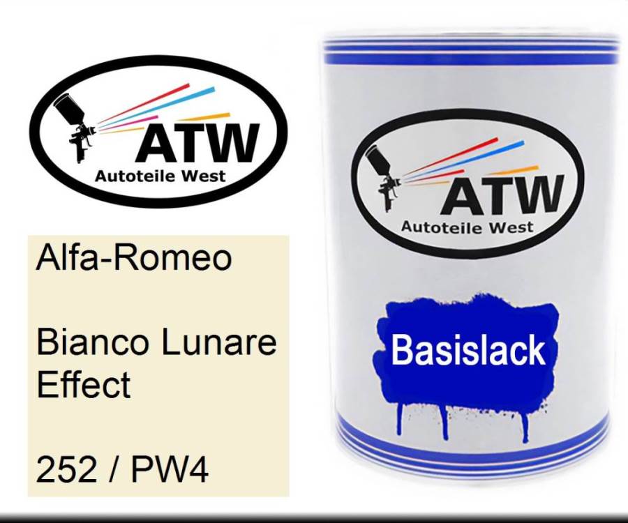 Alfa-Romeo, Bianco Lunare Effect, 252 / PW4: 500ml Lackdose, von ATW Autoteile West.